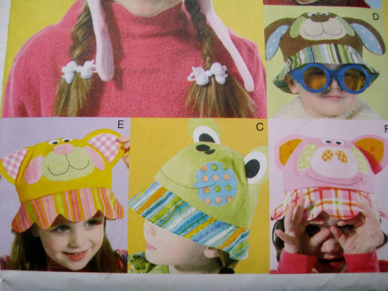 Hats McCalls 6616 Sewing Pattern Animal Hats Children Kids Child Boy Girl 6 Styles UNCUT
