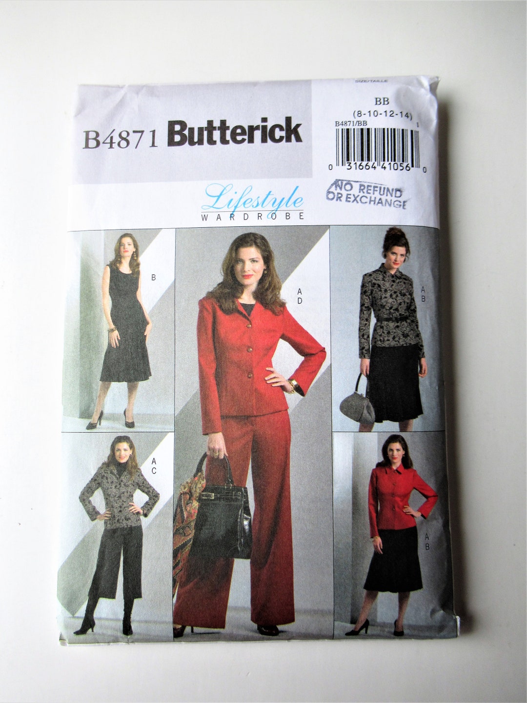 Jacket Butterick 4871 Sewing Pattern Dress Cropped Pants - Etsy