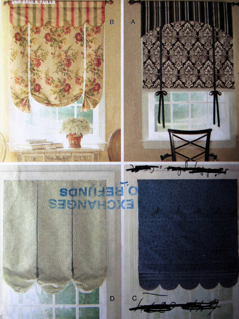 Simplicity 8401 Sewing Pattern Window Valances Kitchen Cafe