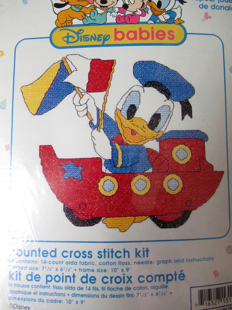 Disney Babies Cross Stitch Kit Donald Duck Toy Steamboat NEW Leisure Arts 113137 Nursery Decor