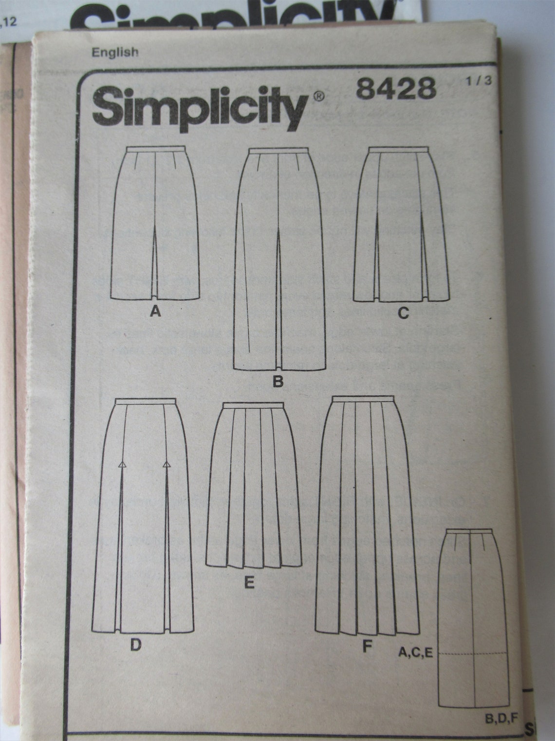 90's Skirt Simplicity 8428 Sewing Pattern Pleated Preppy - Etsy
