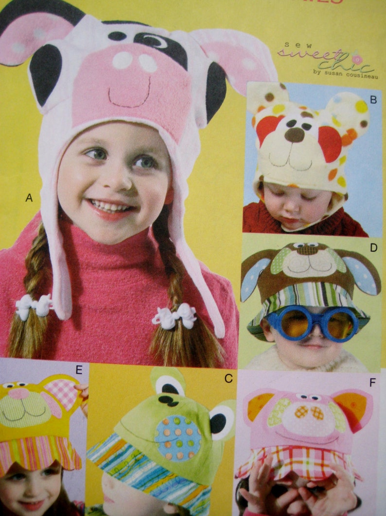 Hats McCalls 6616 Sewing Pattern Animal Hats Children Kids Child Boy Girl 6 Styles UNCUT