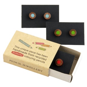 round colourful sterling silver studs handmade with recycled Derwent pencils image 4