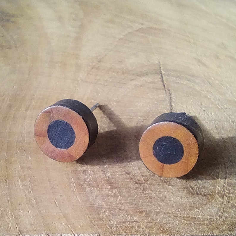 round colourful sterling silver studs handmade with recycled Derwent pencils image 3