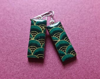 Chiyogami Earrings Yuzen Earrings Washi Earrings Small Pink and Black Earrings Japanese Paper Earrings