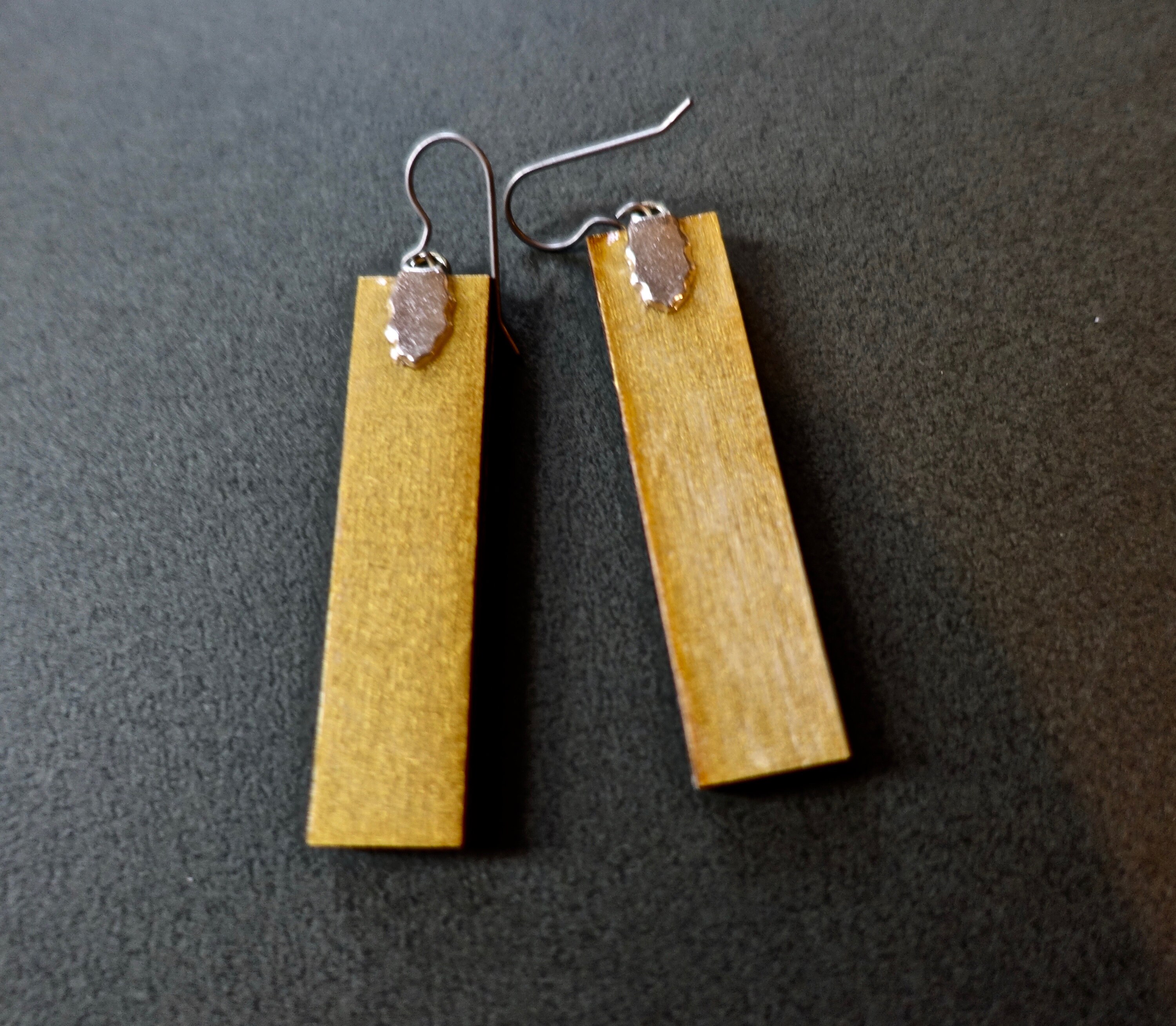 Japanese Paper Earrings, Dangle Earrings, Chiyogami Earrings, Japanese Paper Jewelry, Gold