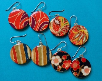 Dangle Earrings, Paper Earrings, Red Earrings, Orange Earrings, Lightweight Earrings, Hypoallergenic, Flower Earrings, Floral Earrings, Boho