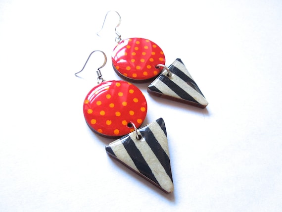 Geometric Earrings, Dangle Earrings, 80s earrings, 80s jewelry, eighties earrings, lightweight earrings, statement earrings