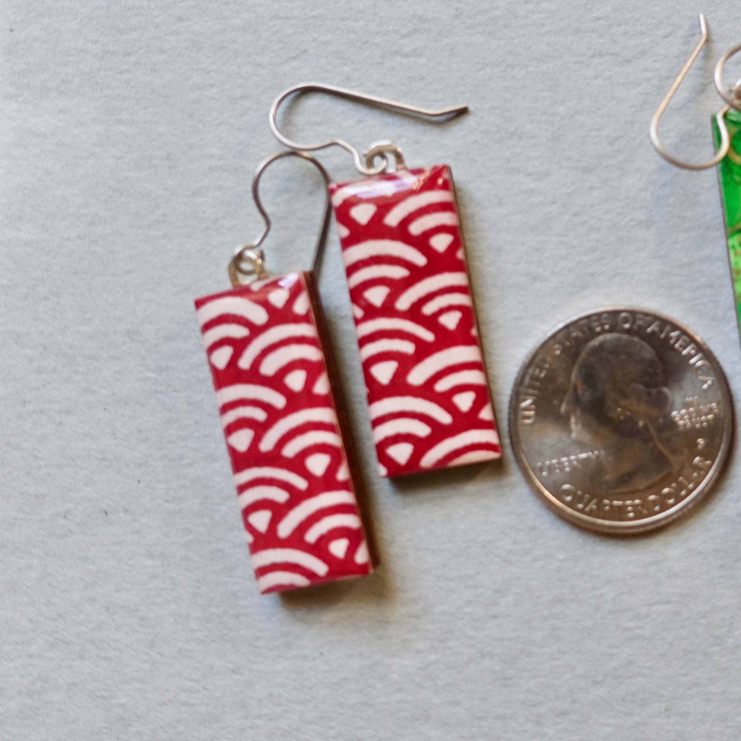 Handmade Red & Gold Kazuri Earrings | Fair Trade Bead