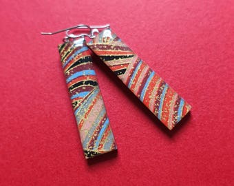 Red earrings, gold earrings, black earrings, geometric earrings, paper earrings, resin earrings, wood earrings, Japanese paper earrings