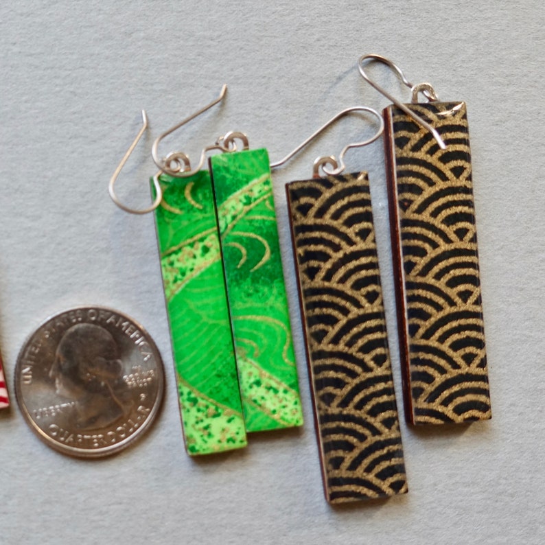 Japanese Paper Earrings, Dangle Earrings, Chiyogami Earrings, Japanese