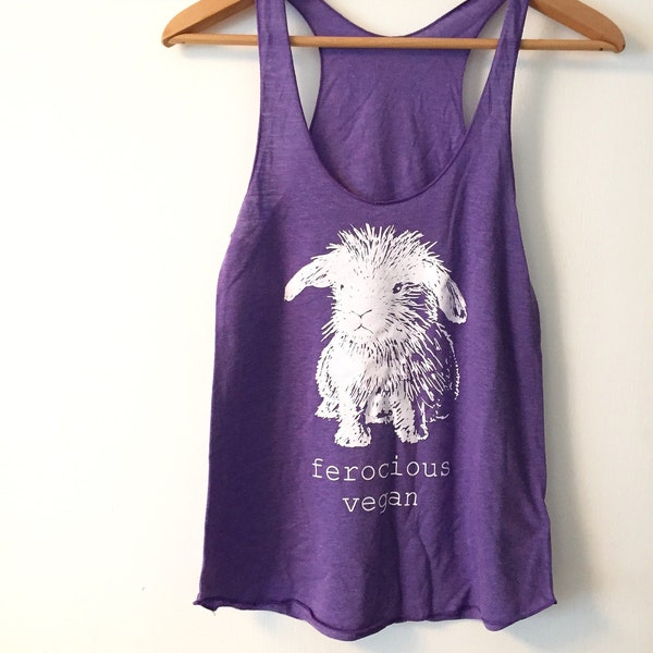 LAST ONE XS Ferocious Vegan Bunny tank /  Women's cut