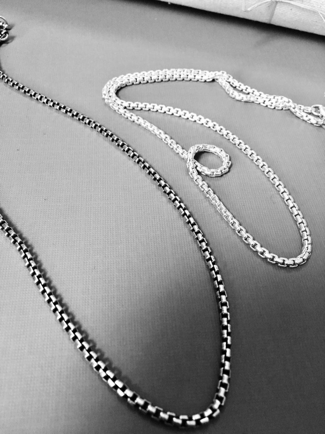 Oxidized Argentium Silver 2.5mm Round Box Chain THE FINEST