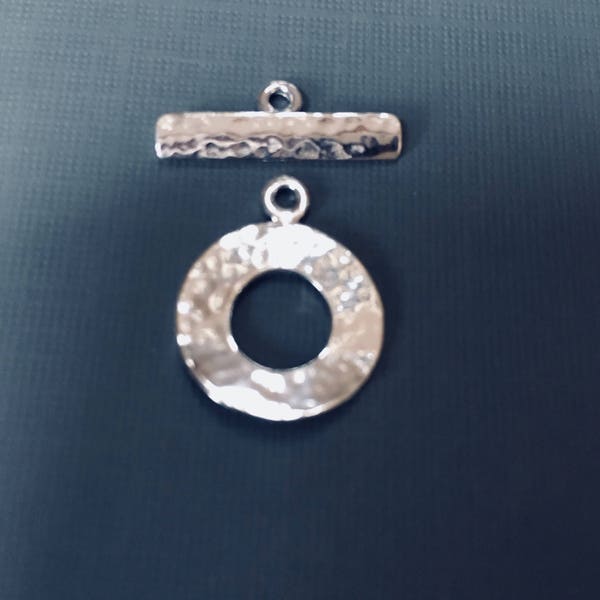 935 Fine Argentium Sterling Silver hammered Toggle Clasp -Argentium Jewelry Supplies -length 22.0mm, Width 16.6mm