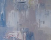 Blue Violet Purple White Yellow Abstract Painting Oil on Canvas