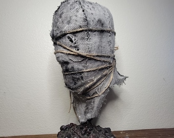 All by myself - Handmade Burlap Mask: Lightweight Halloween Costume mask