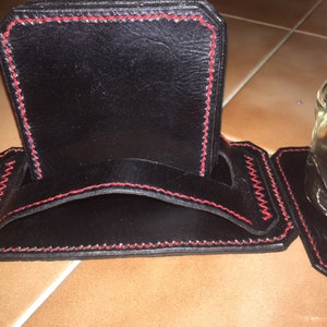 Handmade leather coasters - coaster set