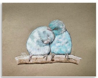 Parrotlets in Love Art Poster Print by Jill Bearden