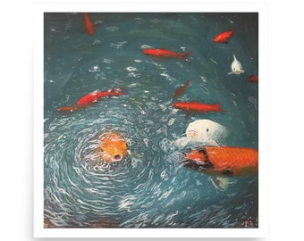 Koi Pond  by Jill Bearden Acrylic Painting Art Poster Print