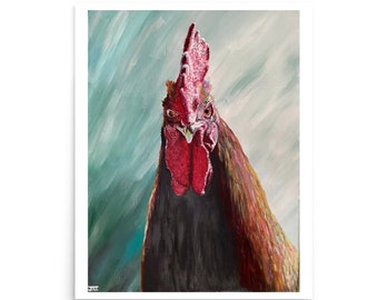 Maurice the Rooster by Jill Bearden Acrylic Painting Poster Print