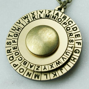 Cipher Wheel Decoder Necklace Caesar Cipher Disk Secret Message Cryptograph Pendant Escape Room Accessory image 2