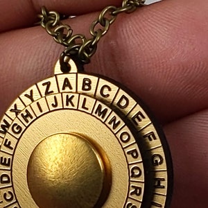 Cipher Wheel Decoder Necklace Caesar Cipher Disk Secret Message Cryptograph Pendant Escape Room Accessory image 5