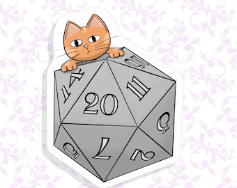 Naklejka Kot na D20 - Naklejka Holograficzna lub Winylowa