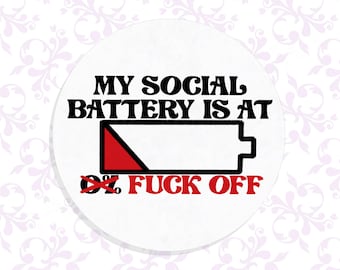Batterie sociale amusante - Badge aimanté ou ouvre-bouteille magnétique - Option holographique