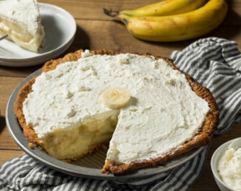 BEST RECIPE for Banana Cream Pie / Old Fashion Dessert with Flaky Crust, Fresh Bananas and Creamy Pudding / Intant Digital Recipe Download