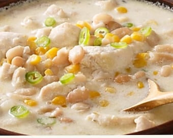 Recept voor beste chili met witte kip, recept voor beste chili, recept voor beste chili met kalkoen, romig, pittig, eenvoudig (recept digitale download in pdf-bestand)