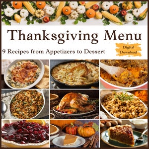 Holiday Cookbook / Thanksgiving Dinner Menu With 9 Recipes - Etsy