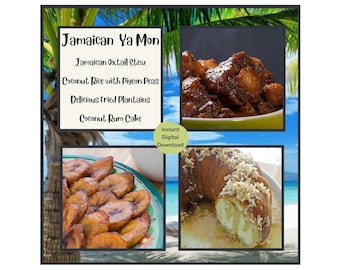 Jamaicaans kookboek / Jamaicaans menu en recepten / Ossenstaartstoofpot, kokosrijst met erwten, gebakken bakbananen, kokos-rumcake