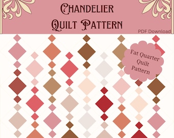 Mönster för ljuskrona-quilt, quiltmönster för fat quarter-quilt, enkelt quiltmönster, överlapp, tvilling-, queen size-quilt, king size-quilt, digital PDF-nedladdning