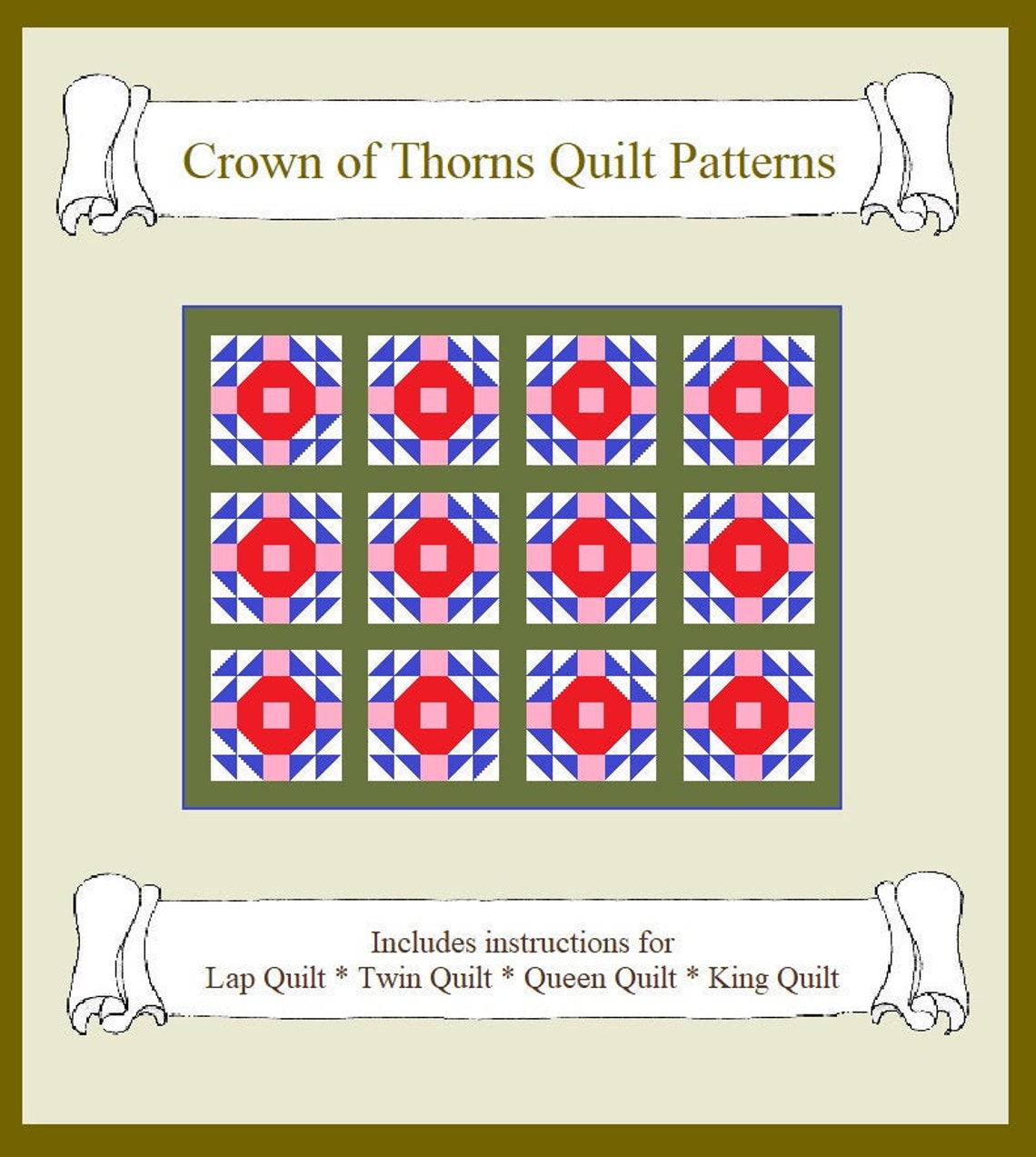 Crown of Thorns Quilt Pattern / PDF Download / Easy Quilt Pattern for ...