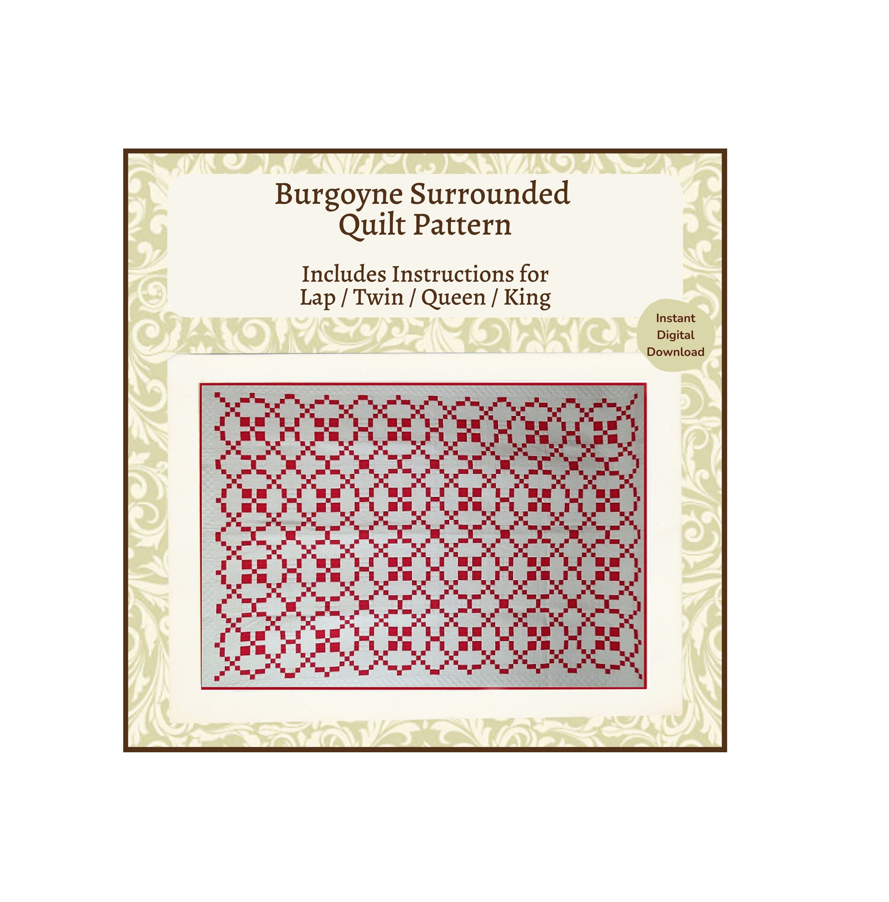 Burgoyne Surrounded Quilt Pattern / PDF Download / Detailed Etsy