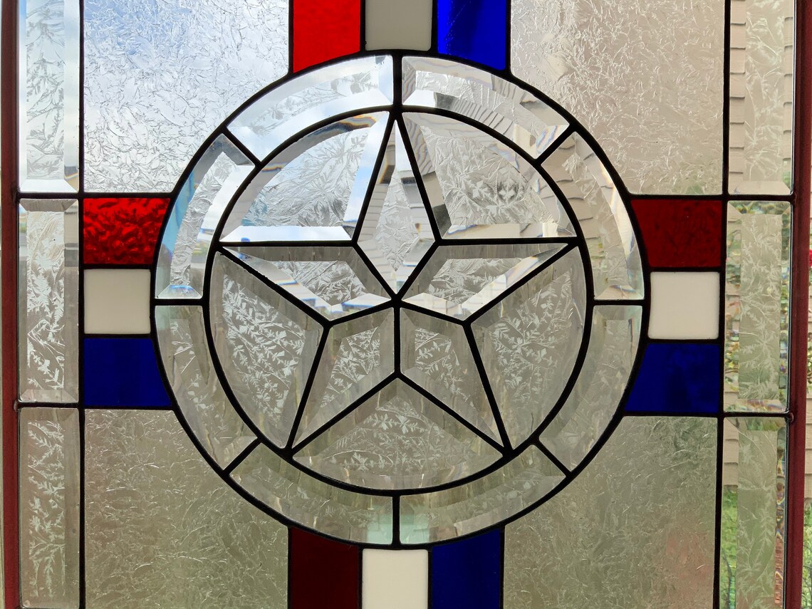 Texas Star 22 5/8 x 22 5/8 Stained Glass Window Panel Etsy