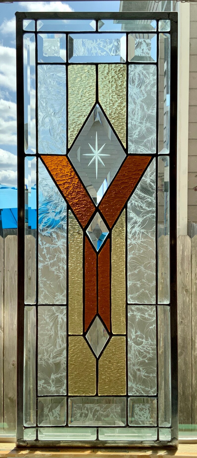 Deco Chalice Stained Glass Window Panel 10 5/8 x 28 5/8 Etsy