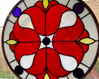 Stained Glass Window Panel Hanging - Tulips - 18 1/2" diameter