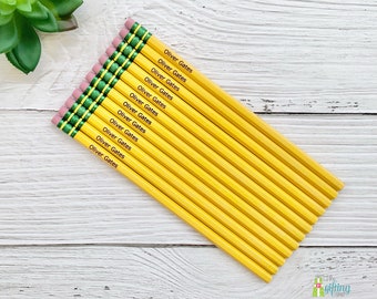 Set of 12 Personalized Ticonderoga Pencils, Engraved Pencil Set, Pencils with Name, School Supplies, Yellow #2 Wood Pencils, Laser Engraved