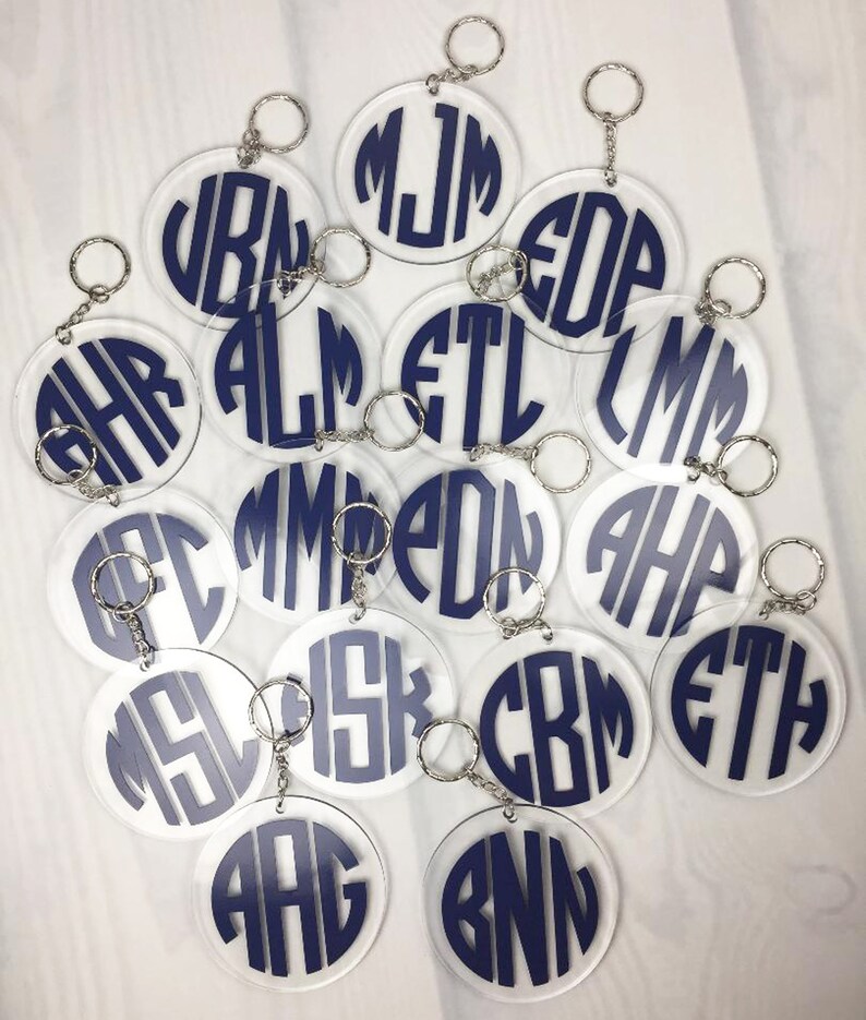 Monogrammed Keychain Personalized Keychain Large Plastic Etsy