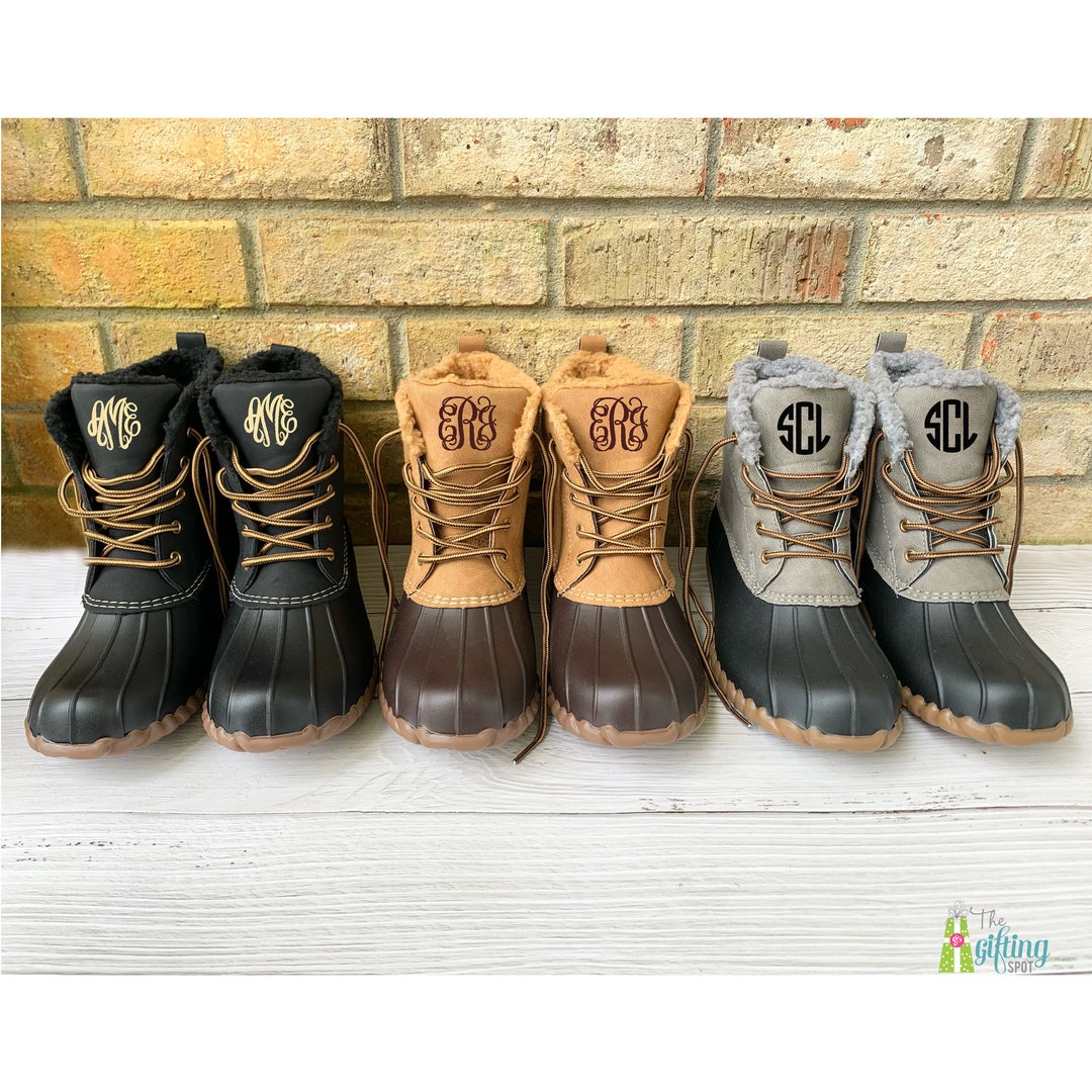 patterned duck boots
