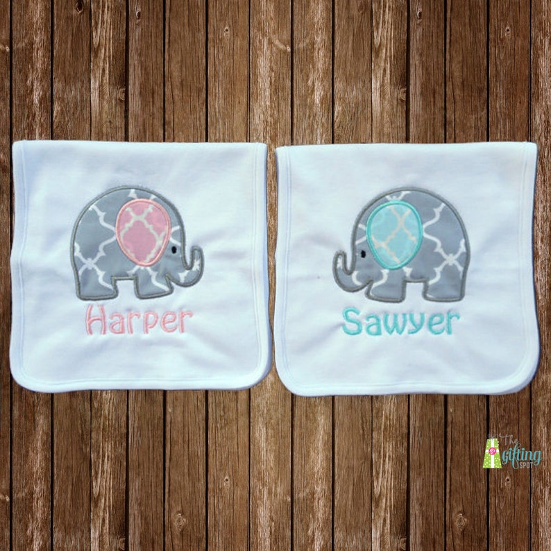 Monogrammed Burp Cloth Set Two Personalized Baby Burp Cloths Etsy