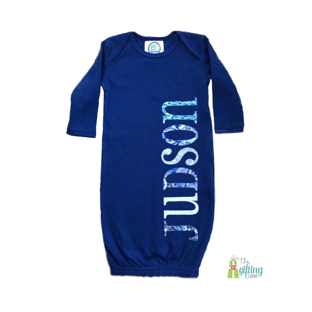 Personalized Baby Boy Gown, Baby Clothing, Soft Cotton, Custom Baby