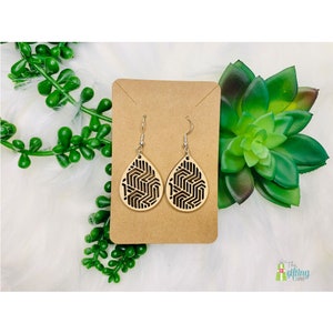 Wooden Tear Drop Earrings, Dangle Earrings, Lightweight Wood Earrings, Trendy Statement Earrings, Gift For Women, Laser Cut Engraved Jewelry
