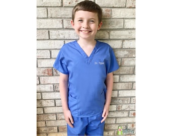 Monogrammed Kids' Scrubs, Child's Scrub Set, Baby Scrubs, Toddler Scrubs, Doctor or Nurse Scrubs, Big Brother Outfit, Big Sister Outfit