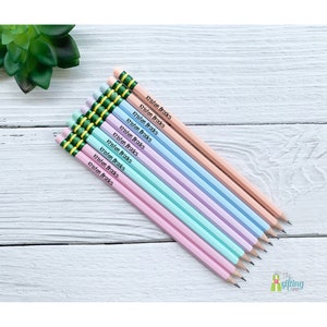 Set of 10 Personalized Pastel Ticonderoga Pencils, Engraved Pencil Set, Pencils with Name, School Supplies, #2 Wood Pencils, Pre-Sharpened