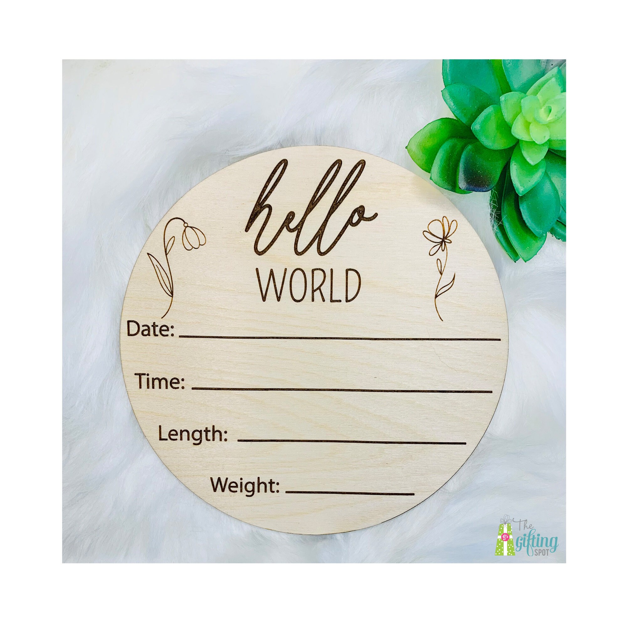 Nogeqi Panneau D'annonce Hello World En Bois Blanc Pour Bébé, Avec