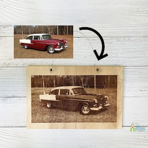Engraved Wood Photo Sign, Laser Engraved Wooden Picture, Custom Wall Art, Man Cave, Gift for Men, Gift for Women, Family, Pets, Wedding
