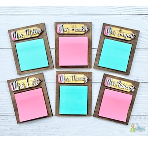 Wooden Sticky Note Holder, Personalized Note Pad Holder, Office Gift, Desk Accessory, Teacher Gift, Teacher Appreciation, End of Year Gift