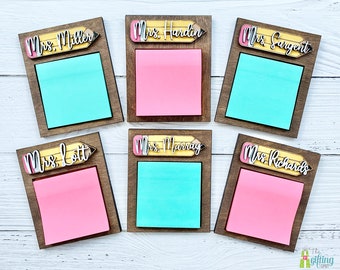 Wooden Sticky Note Holder, Personalized Note Pad Holder, Office Gift, Desk Accessory, Teacher Gift, Teacher Appreciation, End of Year Gift